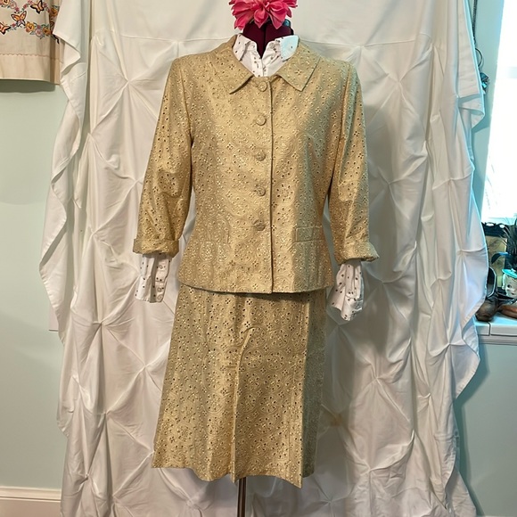 Silk Eyelet Wedding Suit by Paule Vasseur - Picture 1 of 8